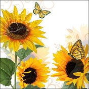 Салфетки за декупаж Ambiente - Слънчогледови пеперуди