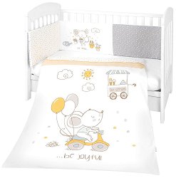 Бебешки спален комплект 3 части с обиколник Kikka Boo Joyful Mice EU Style - 