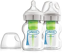 Бебешки стъклени шишета за хранене с широко гърло - Options+ 150 ml - 