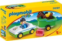 Детски конструктор Playmobil - Кола с ремарке - играчка