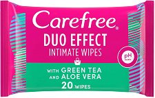 Carefree Duo Effect Daily Intimate Wipes - пудра