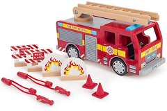 Дървен пожарен камион Bigjigs Toys - играчка