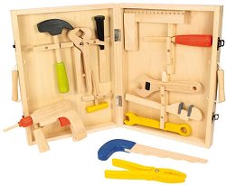 Дървено куфарче с инструменти Bigjigs Toys - играчка