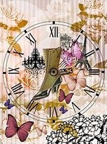 Декупажна хартия - Часовник и цветя