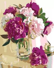 Рисуване по номера с акрилни бои - Розови божури