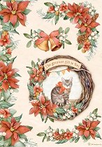 Декупажна хартия Stamperia - Коледни гирлянди и котка