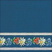 Салфетки за декупаж - Баварски цветя на син фон