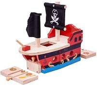 Дървен пиратски кораб Bigjigs Toys - играчка