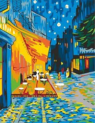 Рисуване по номера с акрилни бои - Кафе тераса през нощта: Ван Гог