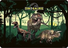 Двустранна подложка за бюро Derform - Динозаври