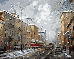 Рисуване по номера с акрилни бои - Снежен булевард