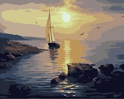 Рисуване по номера Newart - Лодка в залива
