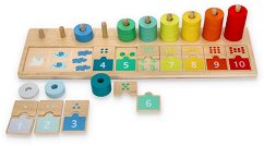Дървена низанка Lelin Toys - Уча се да броя до 10 - играчка
