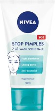 Nivea Stop Pimples 3 in 1 Wash Scrub Mask - мляко за тяло
