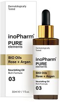 InoPharm Pure Elements BIO Oils Rose + Argan - мокри кърпички