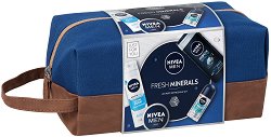 Подаръчен комплект за мъже с несесер - Nivea Men Fresh Minerals - 