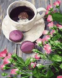 Рисуване по номера с акрилни бои - Пролетно кафе