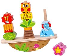 Дървена балансираща низанка Tooky Toy - Животни - играчка