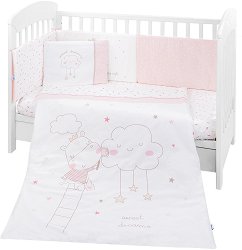 Бебешки спален комплект от 3 части с обиколник - Hippo Dreams EU Style - 