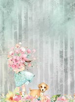 Декупажна хартия Stamperia - Букет цветя и куче
