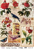 Декупажна хартия CADENCE - Цветя и птици
