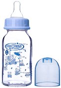 Стъклено стандартно бебешко шише за хранене - Мече 120 ml - залъгалка