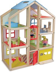 Обзаведена дървена къща за кукли - 