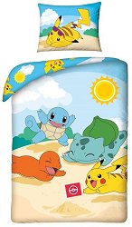 Детски двулицев спален комплект от 2 части - Pokemon Beach - 