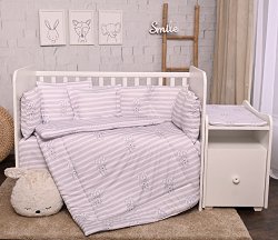 Бебешки двулицев спален комплект от 5 части с обиколник - Trend: Райе - 