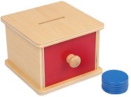Дървена кутия с чекмедже и жетони - играчка