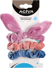 Кадифени тънки скрънчи ластици за коса Agiva - ластик