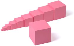 Дървена кула от розови кубчета - играчка