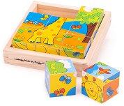 Дървени кубчета Bigjigs Toys - Сафари - кукла