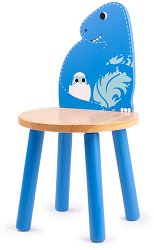 Детско дървено столче с облегалка Bigjigs Toys - Тиранозавър Рекс - 