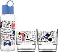 Стъклена бутилка и 2 чаши - Мики и Мини на пътешествие - образователен комплект