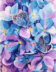 Рисуване по номера - Rosa Хортензии с пеперуди
