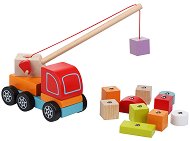 Дървена играчка с магнити Cubika - Камион с кран - 