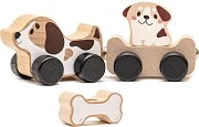 Дървена играчка на колела Cubika - Умни кученца - 