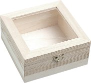 Дървена кутия със стъклен капак и закопчалка KPC