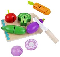 Дървени зеленчуци за рязане Tooky Toy - играчка