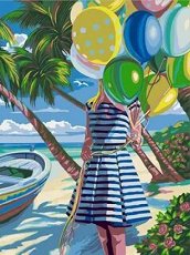 Рисуване по номера - Момиче с балони