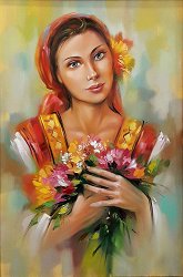 Рисуване по номера - Девойка с полски цветя