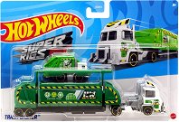 Метално камионче с количка Mattel - Super Rigs Trash Basher - 