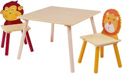 Детска дървена маса с два стола GINGER HOME Animals - 