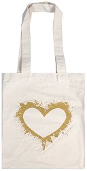 Текстилна чанта за книги - Златно сърце - 