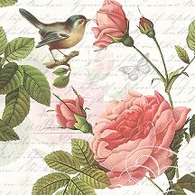 Салфетки за декупаж Ambiente - Птичка и роза