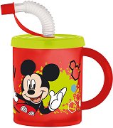Детска чаша със сламка и дръжка - Mickey - пъзел