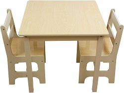 Детска дървена маса с два стола GINGER HOME Nature - 