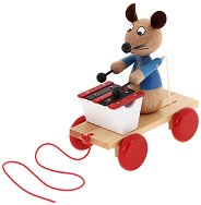 Дървена играчка за дърпане WoodyLand - Мишле с ксилофон - 