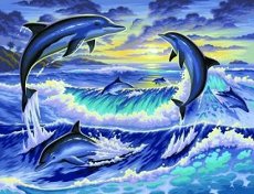 Нарисувай картина KSG Crafts - Делфини - 